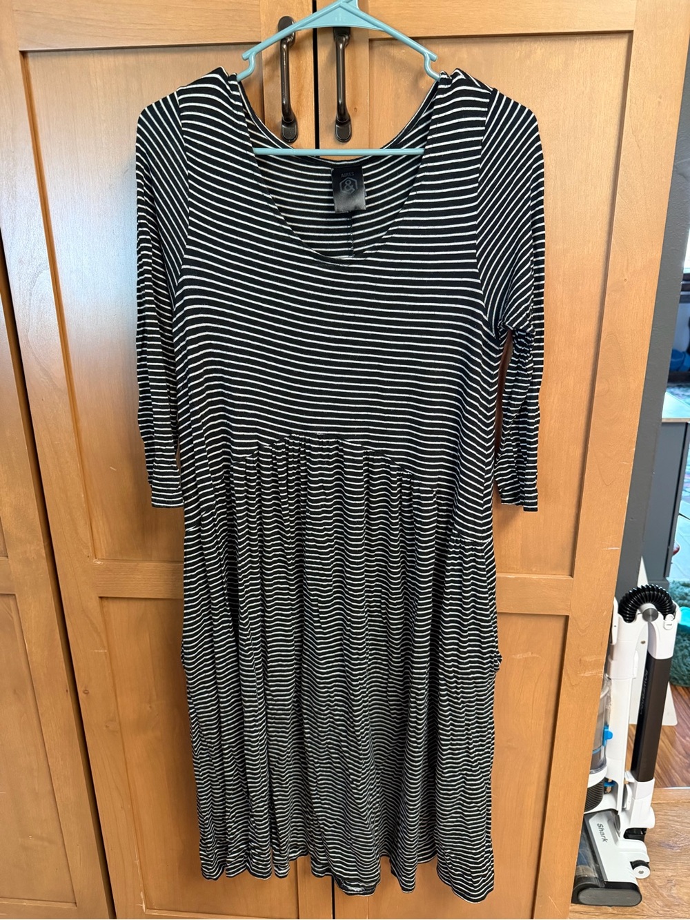 Agnes & Dora Black and White Striped Midi Dress